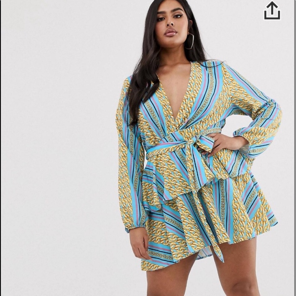 ✨HOST PICK✨ Plus size chic dress chain print flowy tiered dress